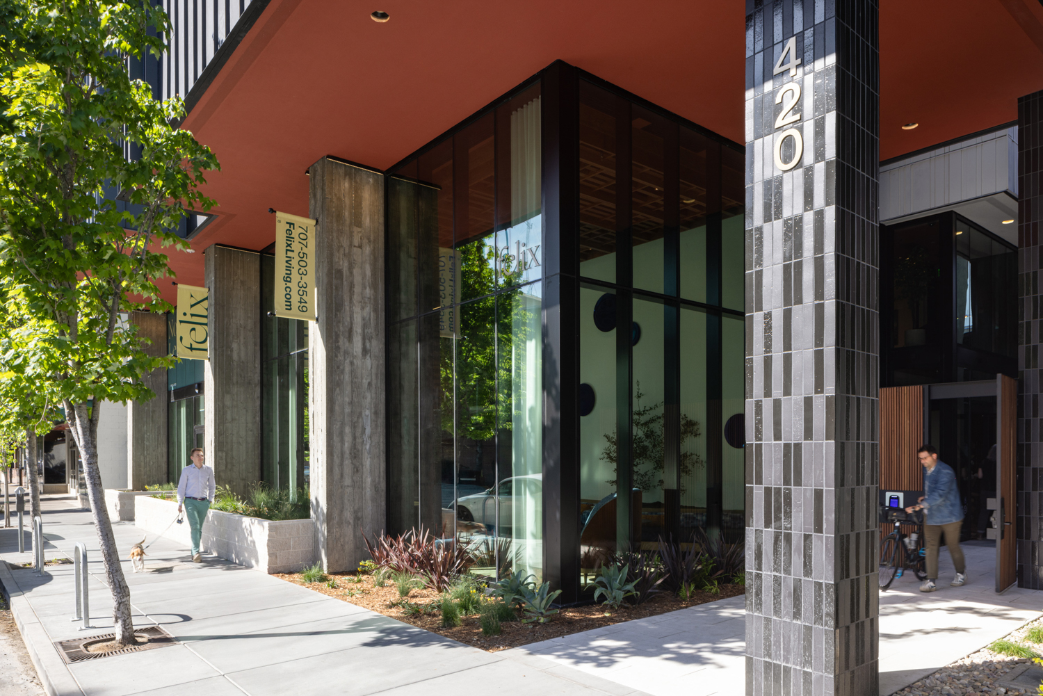 Felix at 420 Mendocino Avenue lobby entrance, image by Steven Magner