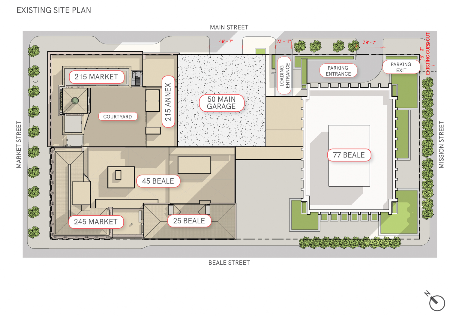 PG&E Block/Matson block existing condition, illustration by Pickard Chilton