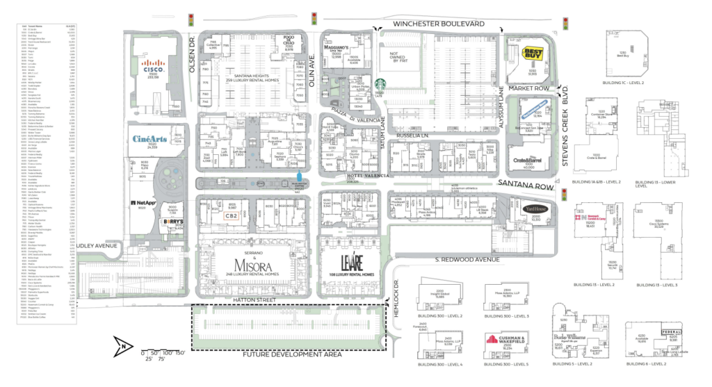 Santana Row Development Plan With 358 Hatton Steet Outlined, image via Federal Realty Investment Trust