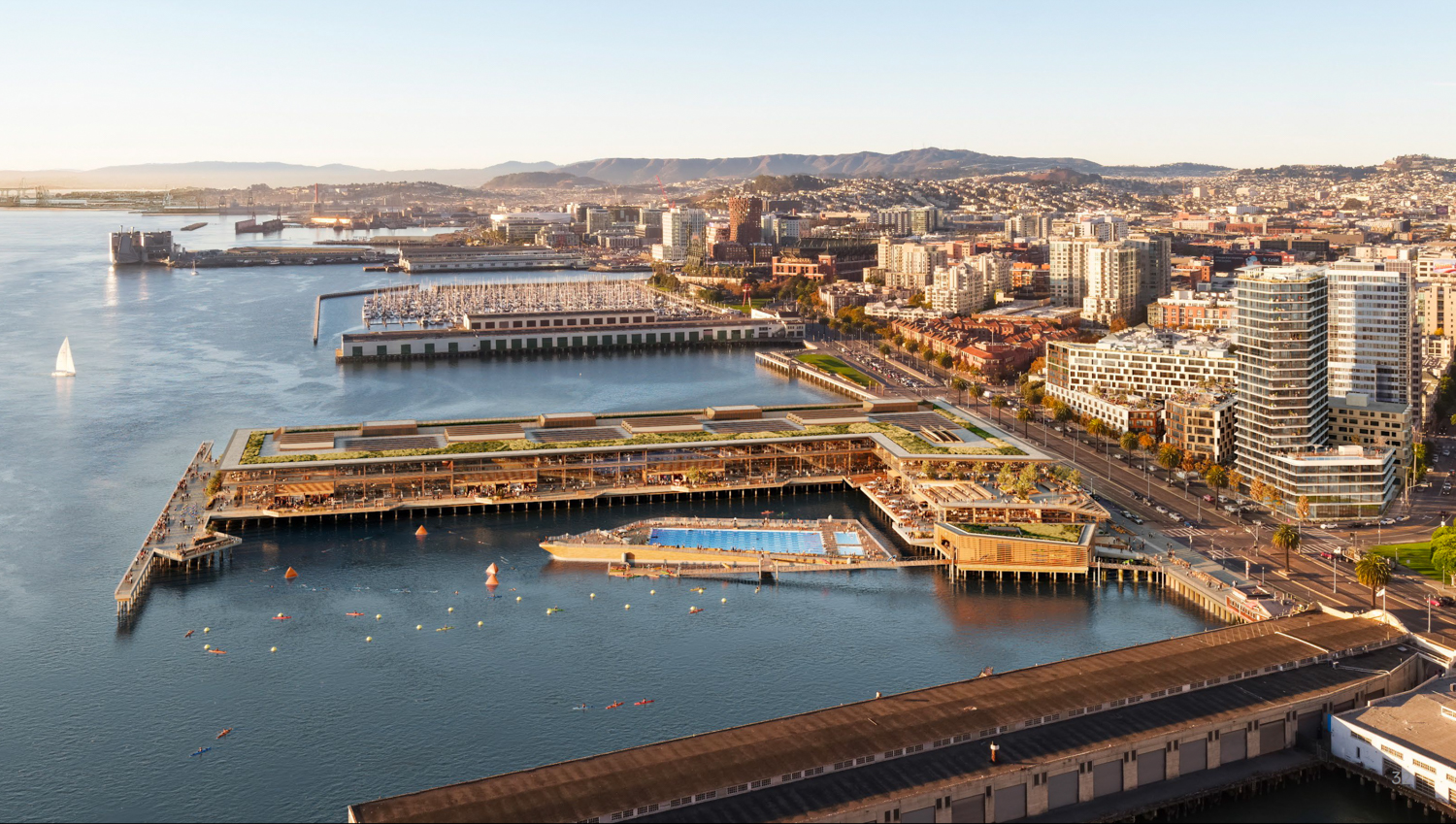Seawall Lot 330 and Piers 30-32 latest proposal, rendering by Steelblue