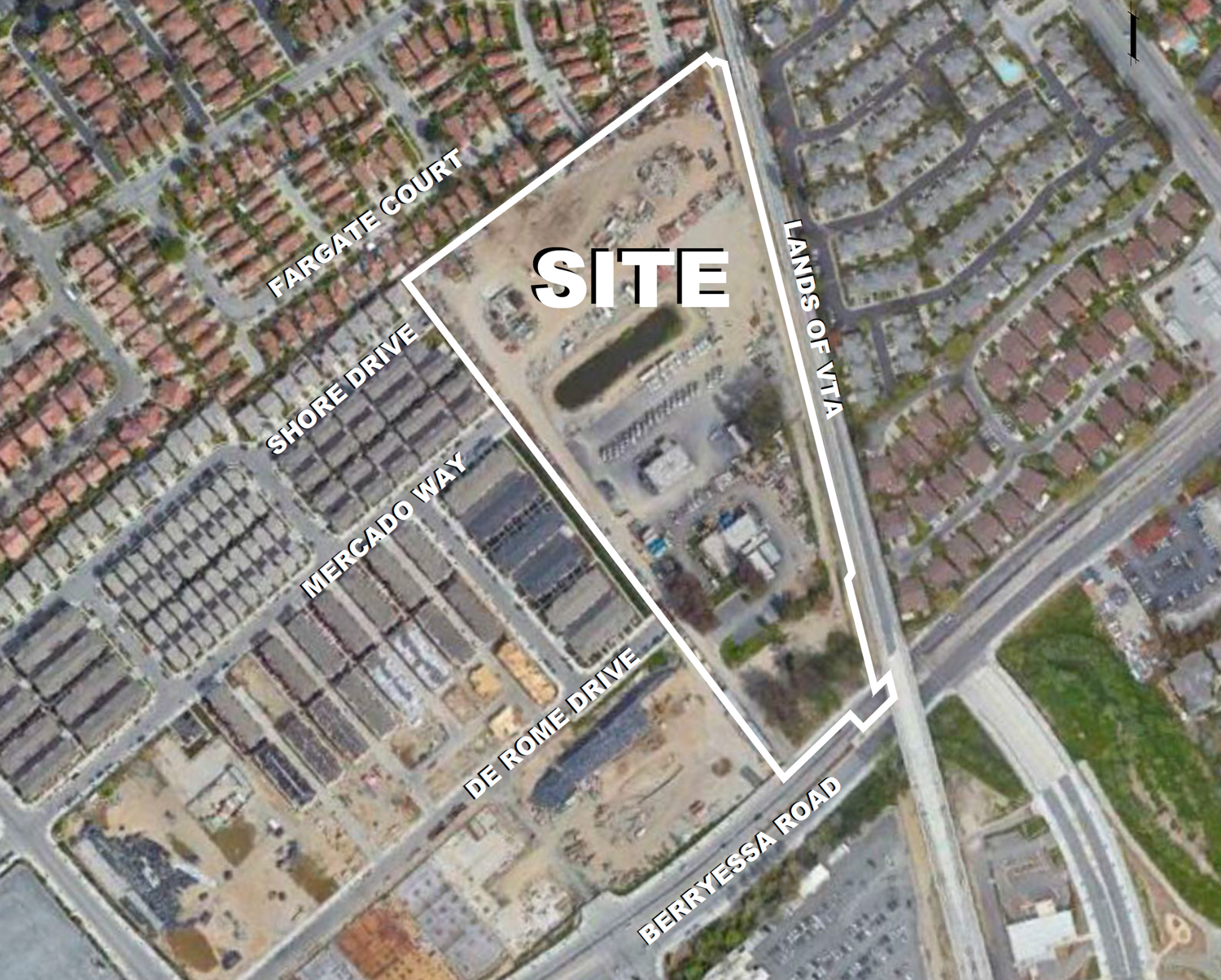 1655 Berryessa Road site, outlined by Swenson