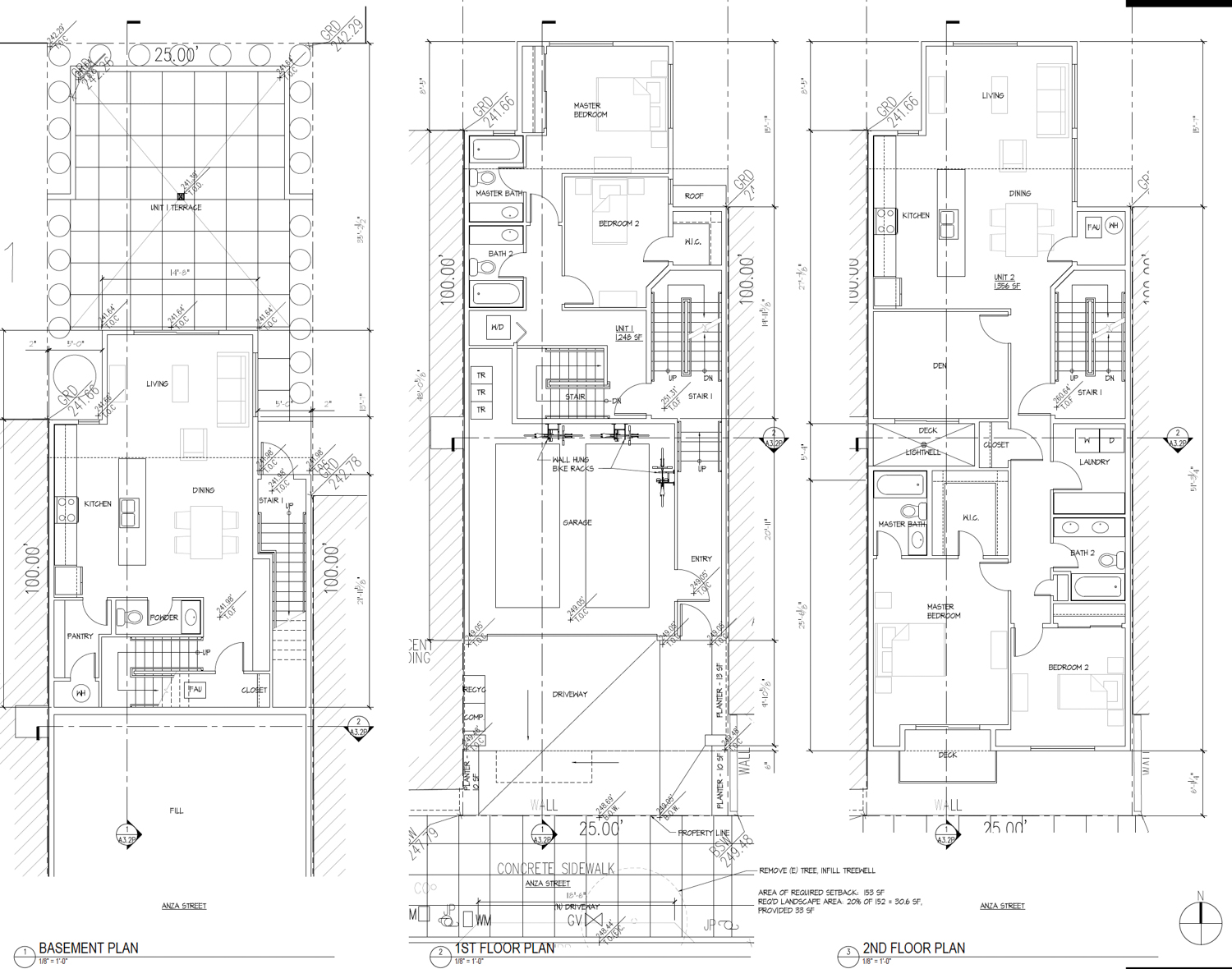 230 Anza Street floor plans, illustration by CM Wong Architecture