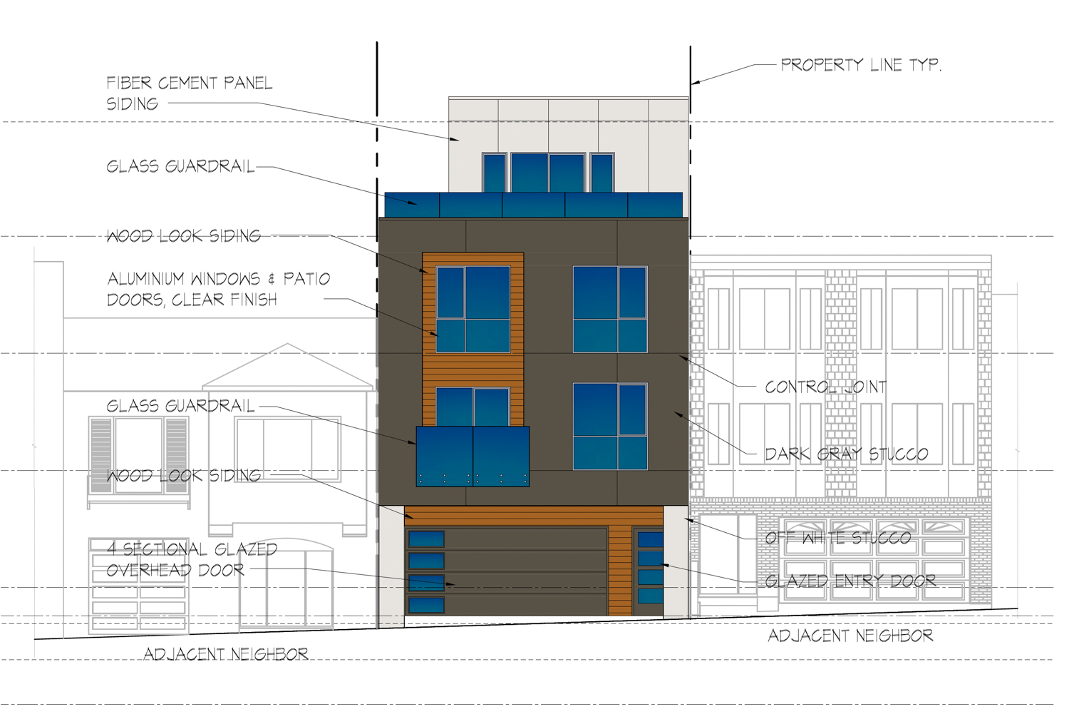 230 Anza Street, front elevation by CM Wong Architecture