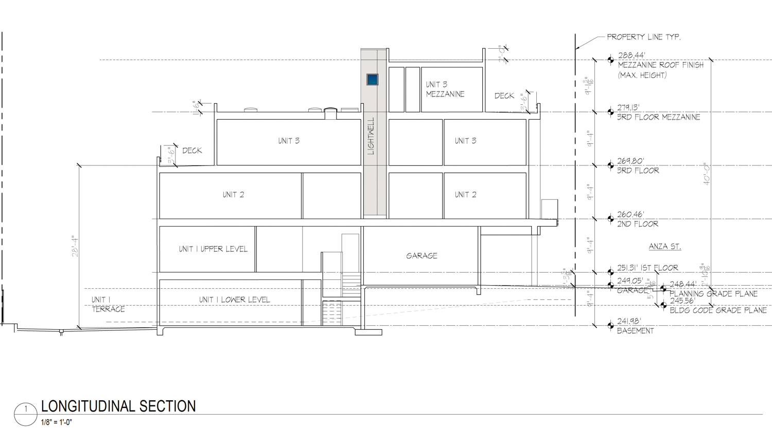 230 Anza Street vertical cross-section, illustration by CM Wong Architecture