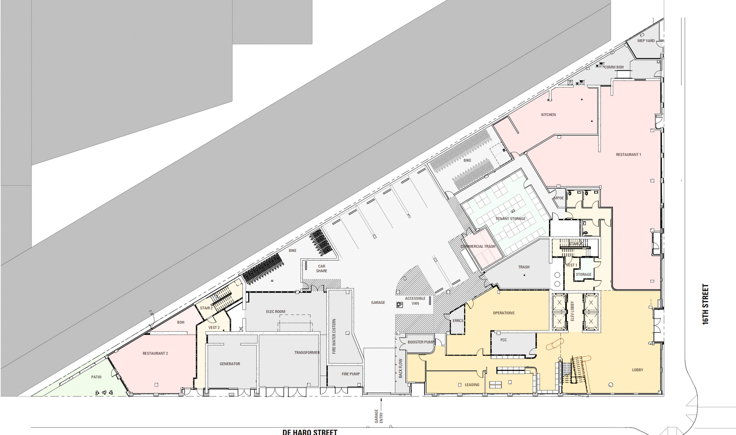 300 De Haro Street ground-level floor plan, illustration by BAR Architects & Interiors