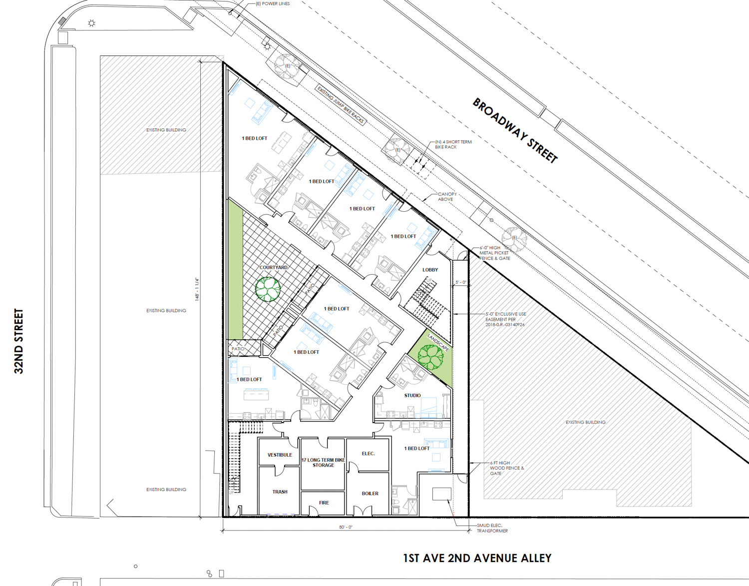 3206 Broadway ground-level floor plan, illustration by HRGA