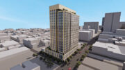 360 5th Street aerial view, rendering by Handel Architects
