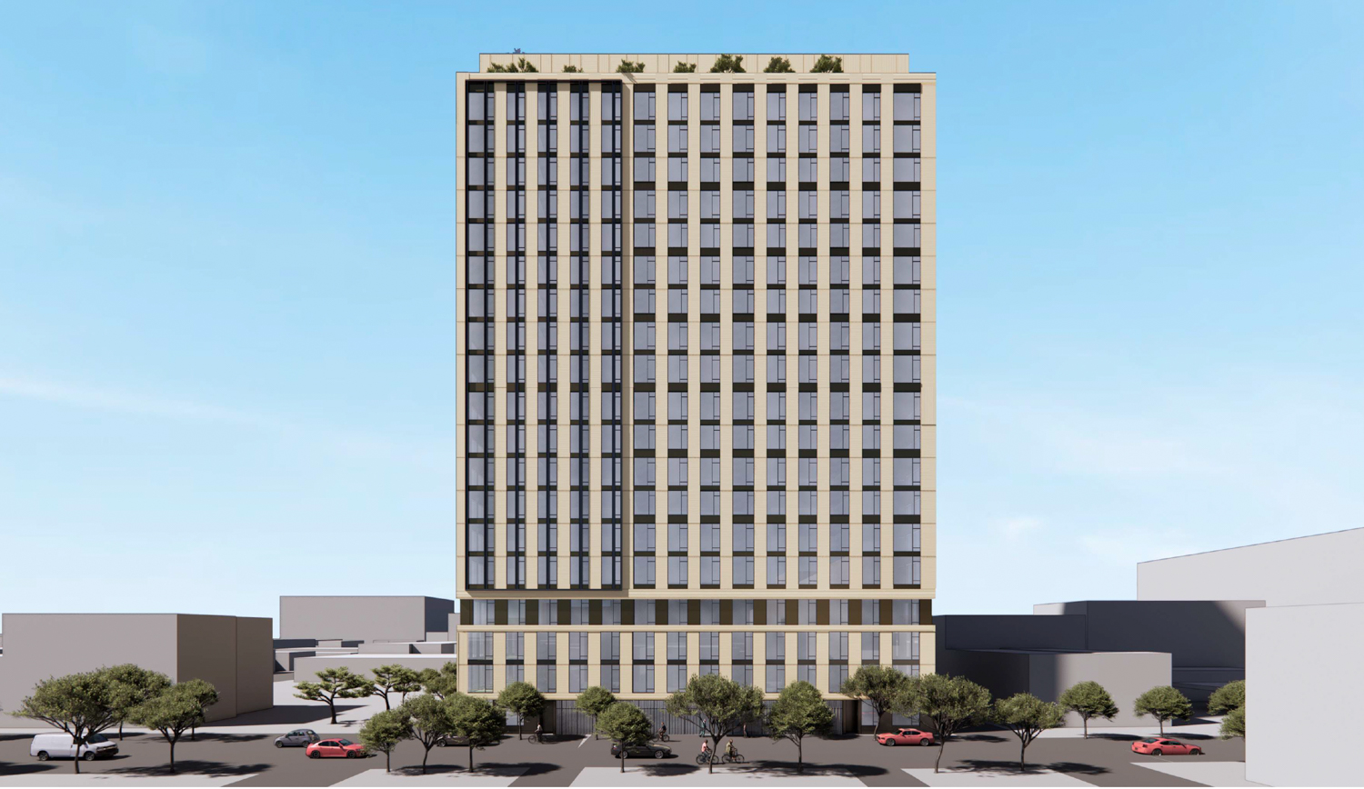 360 5th Street front elevation view, rendering by Handel Architects