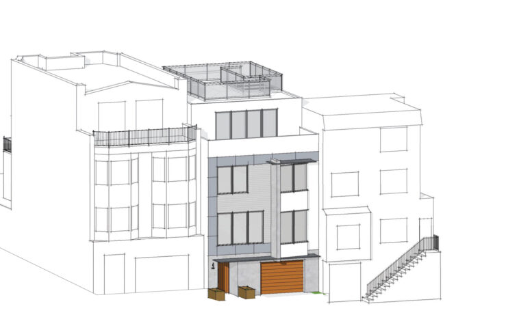 788 Arkansas Street aerial view, rendering by Hunt Hale Architects
