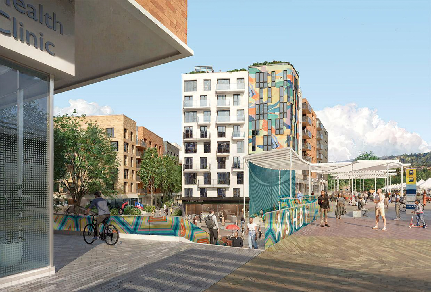 Ashby BART conceptual building view, rendering by DIALOG