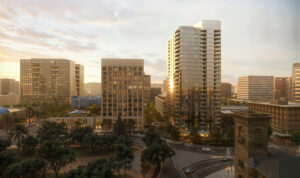 Cityview Plaza aerial view over South Market Street, rendering by SCB