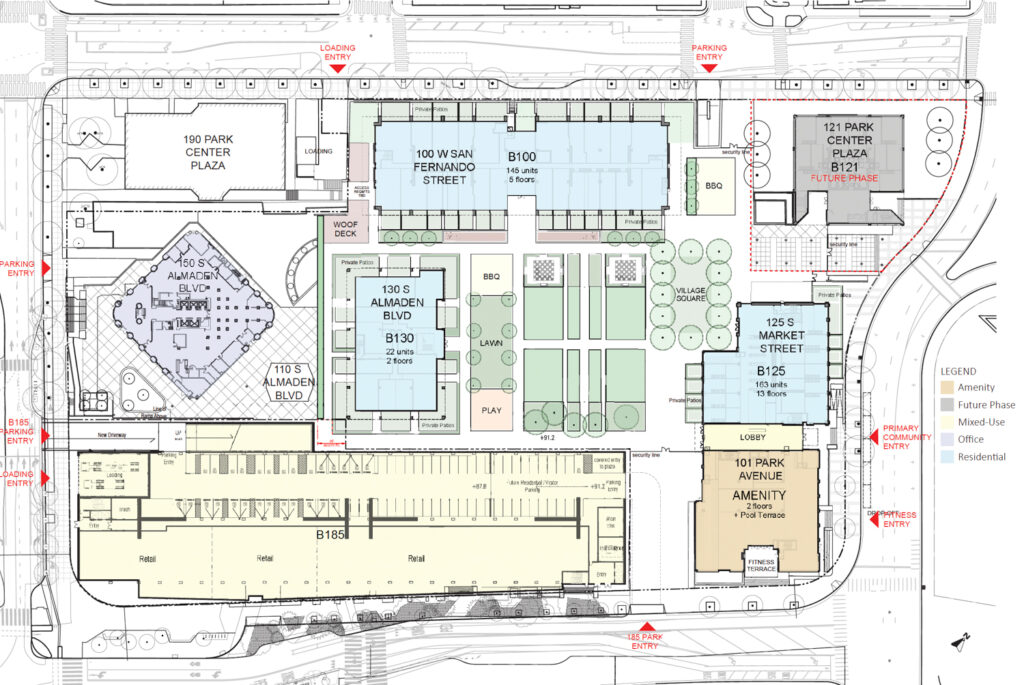 Cityview Plaza phase one and phase two (top right) site map, illustration by SCB
