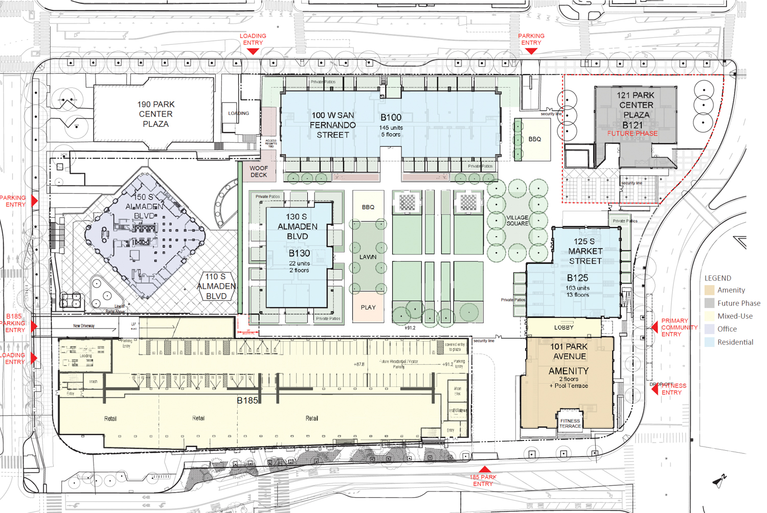 Cityview Plaza phase one and phase two (top right) site map, illustration by SCB