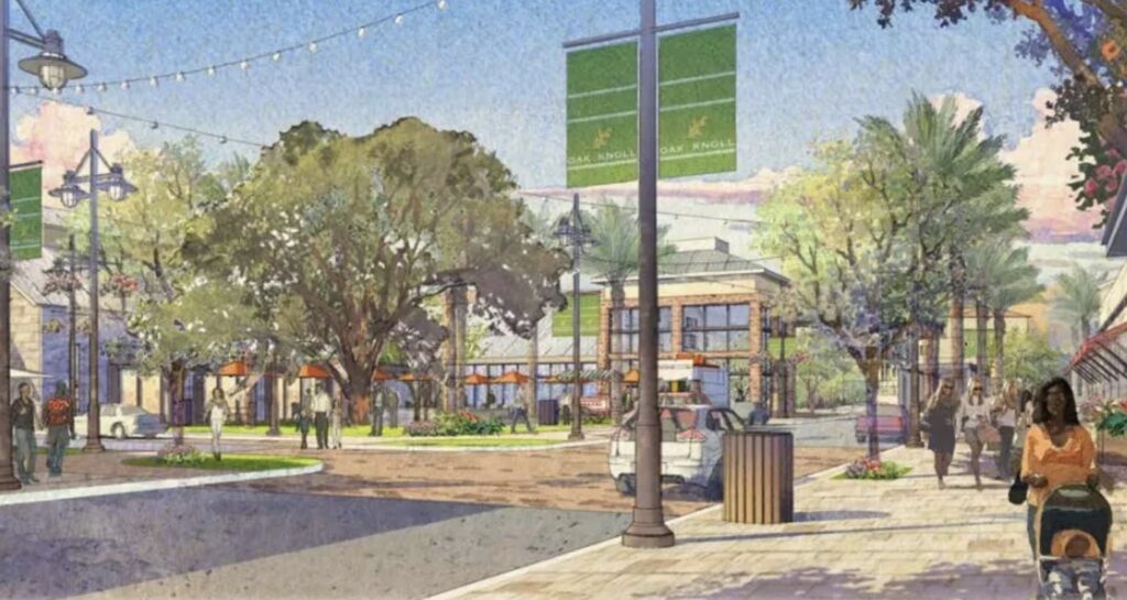 Oak Knoll Village Center Street View Concept Rendering, image via Hart Howerton