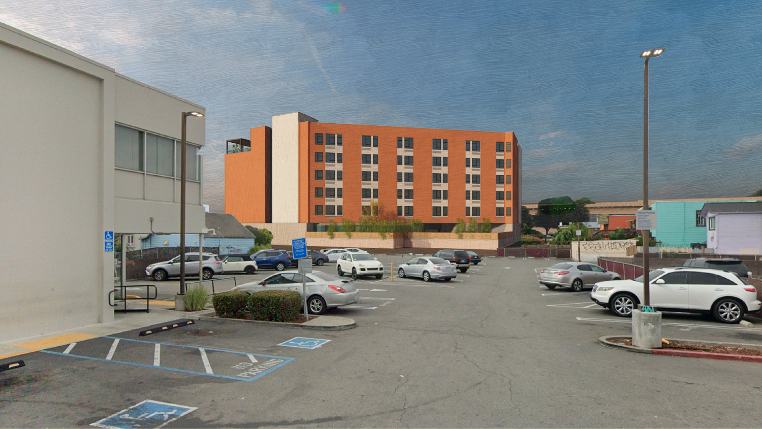 1223 33rd Avenue seen from a neighboring parking lot, rendering by PYATOK