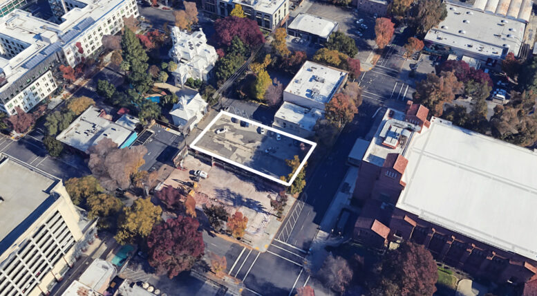 1515 I Street outlined approximately by YIMBY, image via Google Satellite