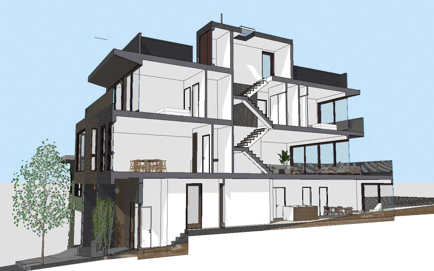 1817 Silliman Street vertical cross-section, rendering by RG Architecture