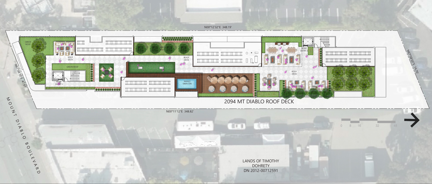 2094 Mount Diablo Boulevard site plan, illustration by Camp and Camp Associates
