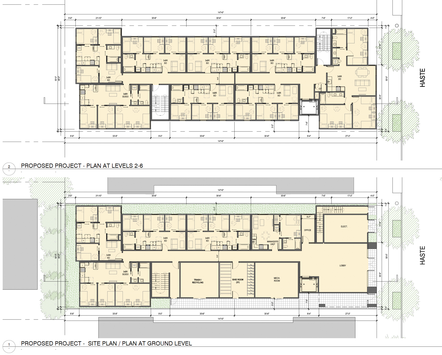 2727 Haste Street floor plans, illustration by SDT Architects