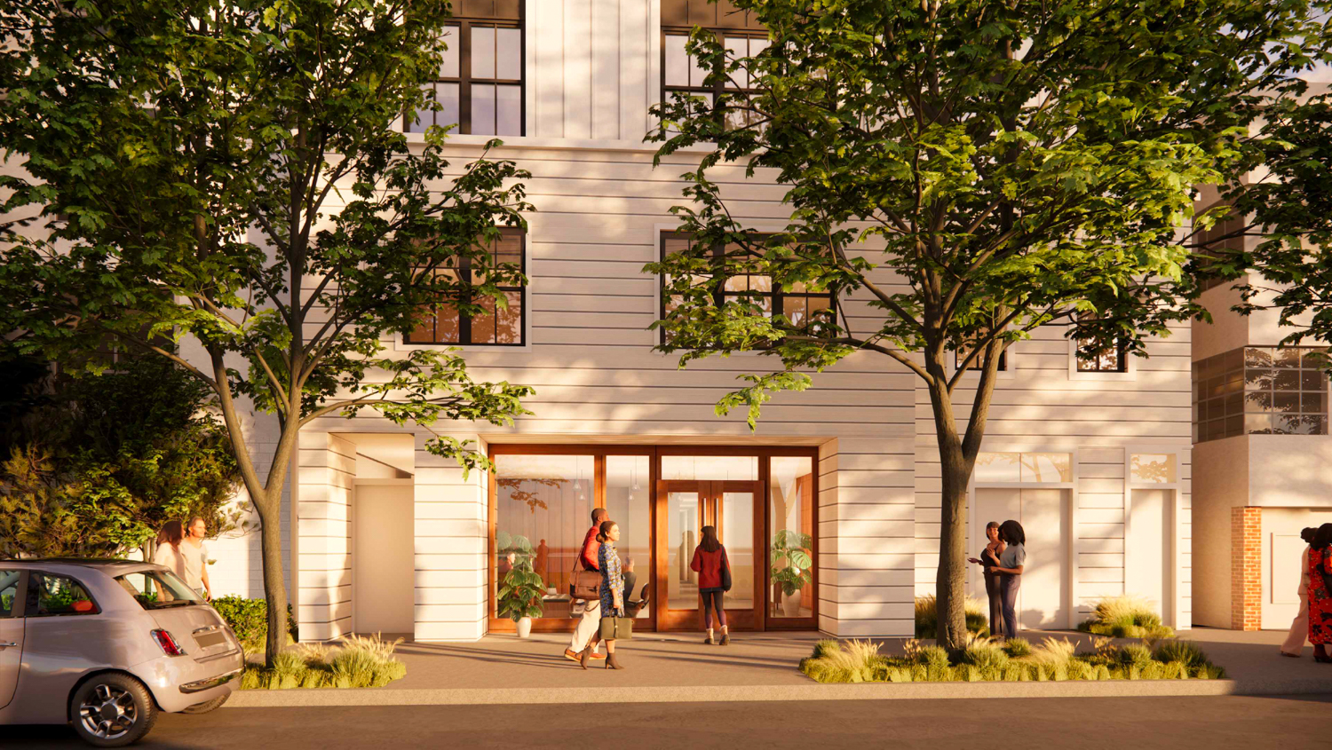 2727 Haste Street lobby view, rendering by SDT Architects