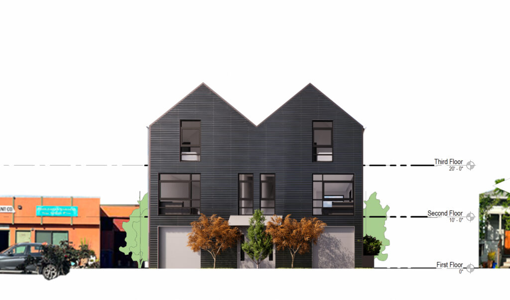 2812 8th Street elevation, illustration by Kava Massih Architects