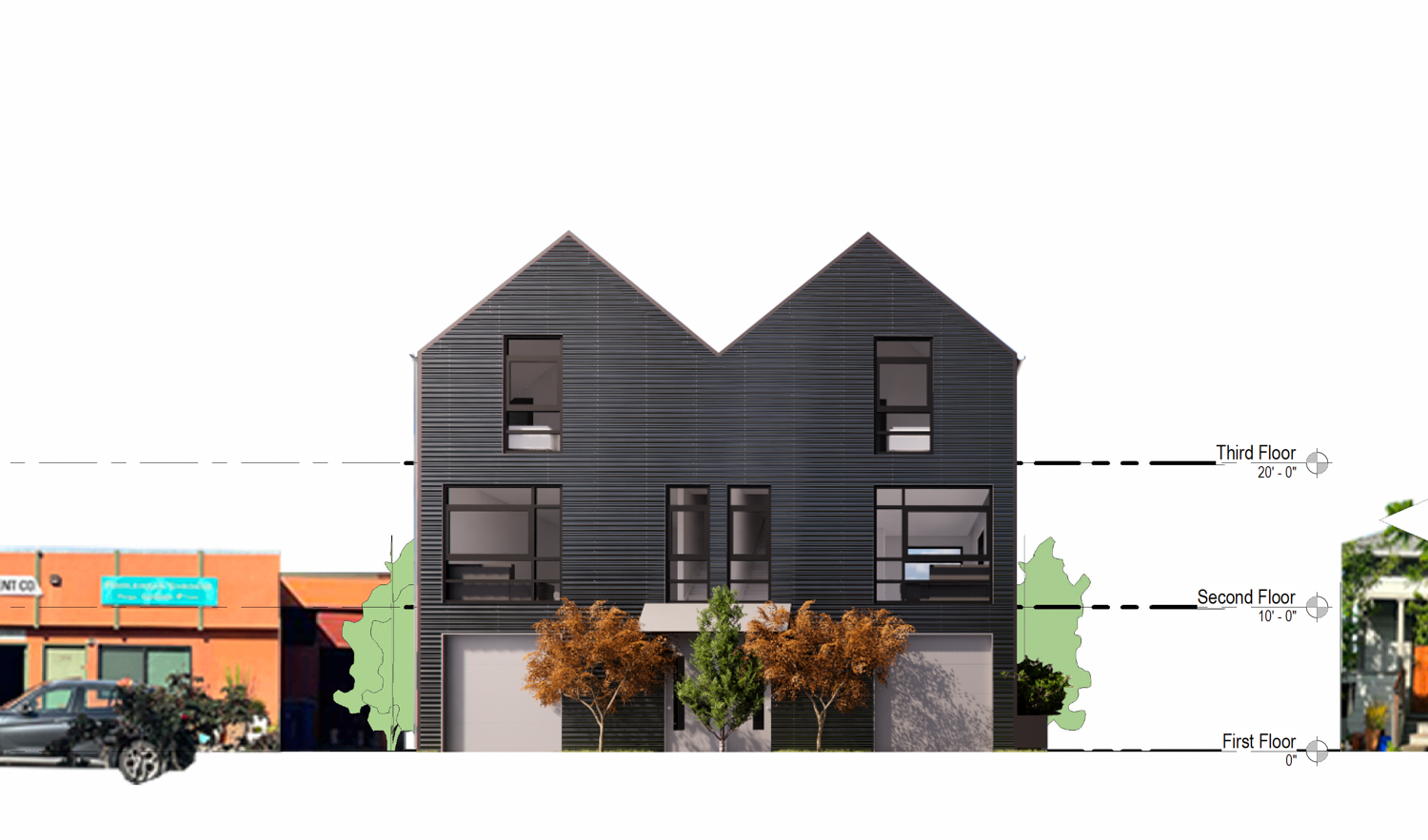 2812 8th Street elevation, illustration by Kava Massih Architects