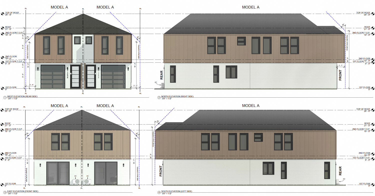 3225 D Street facade elevation, illustration by California Home Company