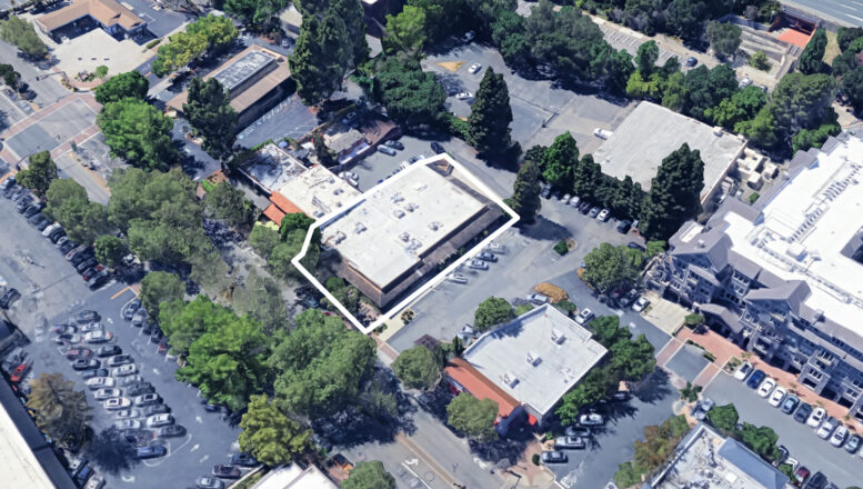 3614 Mount Diablo Boulevard lot outlined approximately by YIMBY, image via Google Satellite