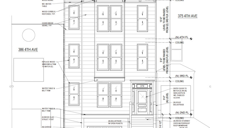 379 4th Avenue front elevation, illustration by Levine Architects