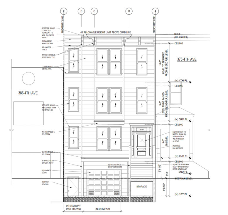 379 4th Avenue front elevation, illustration by Levine Architects