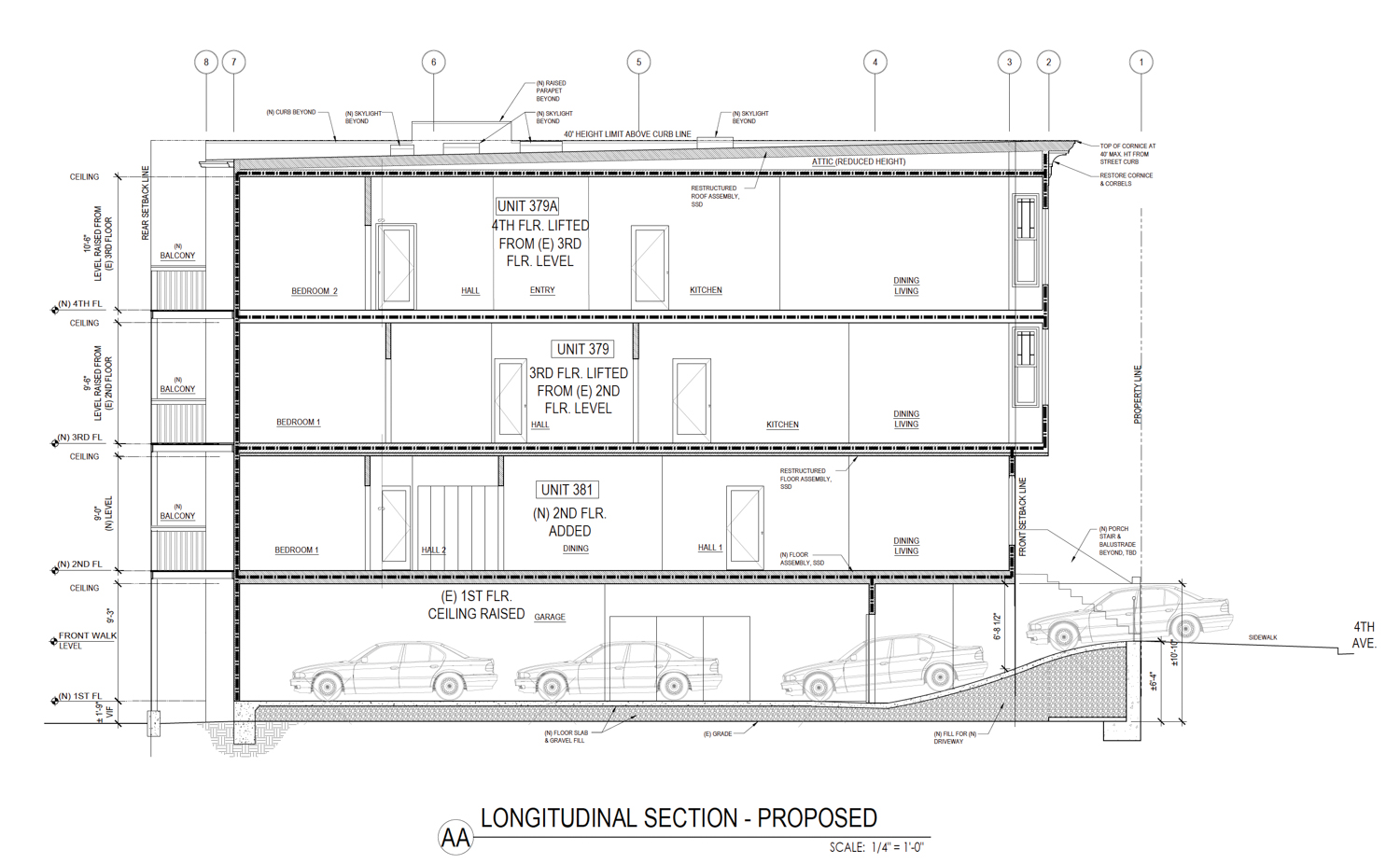 379 4th Avenue vertical cross-section, illustration by Levine Architects