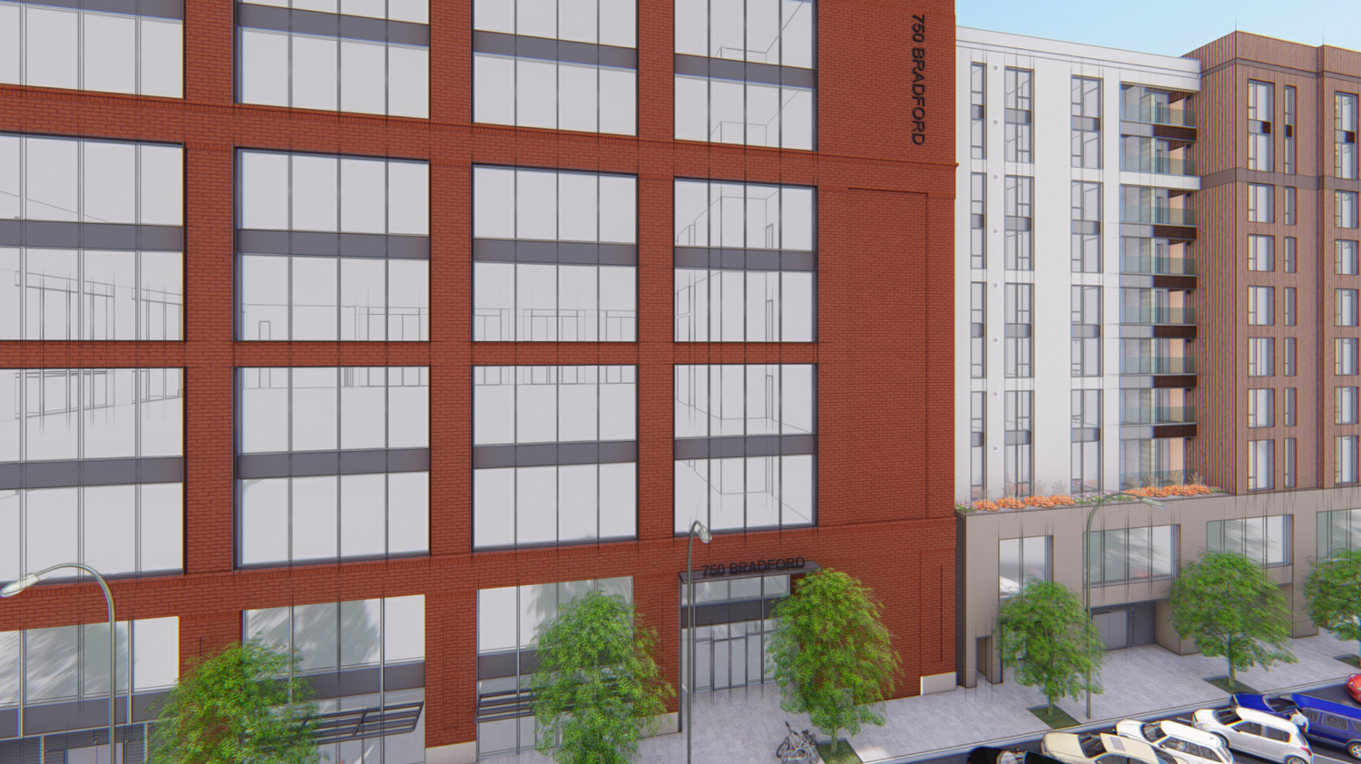 603 Jefferson Avenue & 750 Bradford Street facade close-up, design by STUDIOS Architecture and Van Meter Williams Pollack