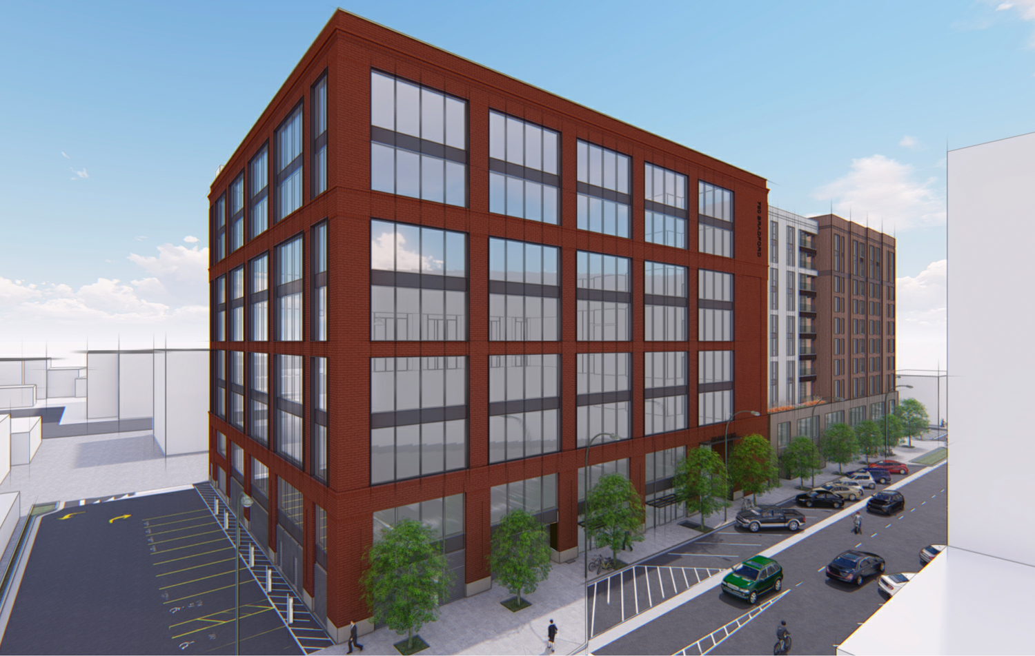 603 Jefferson Avenue & 750 Bradford Street view looking at the office building, design by STUDIOS Architecture and Van Meter Williams Pollack