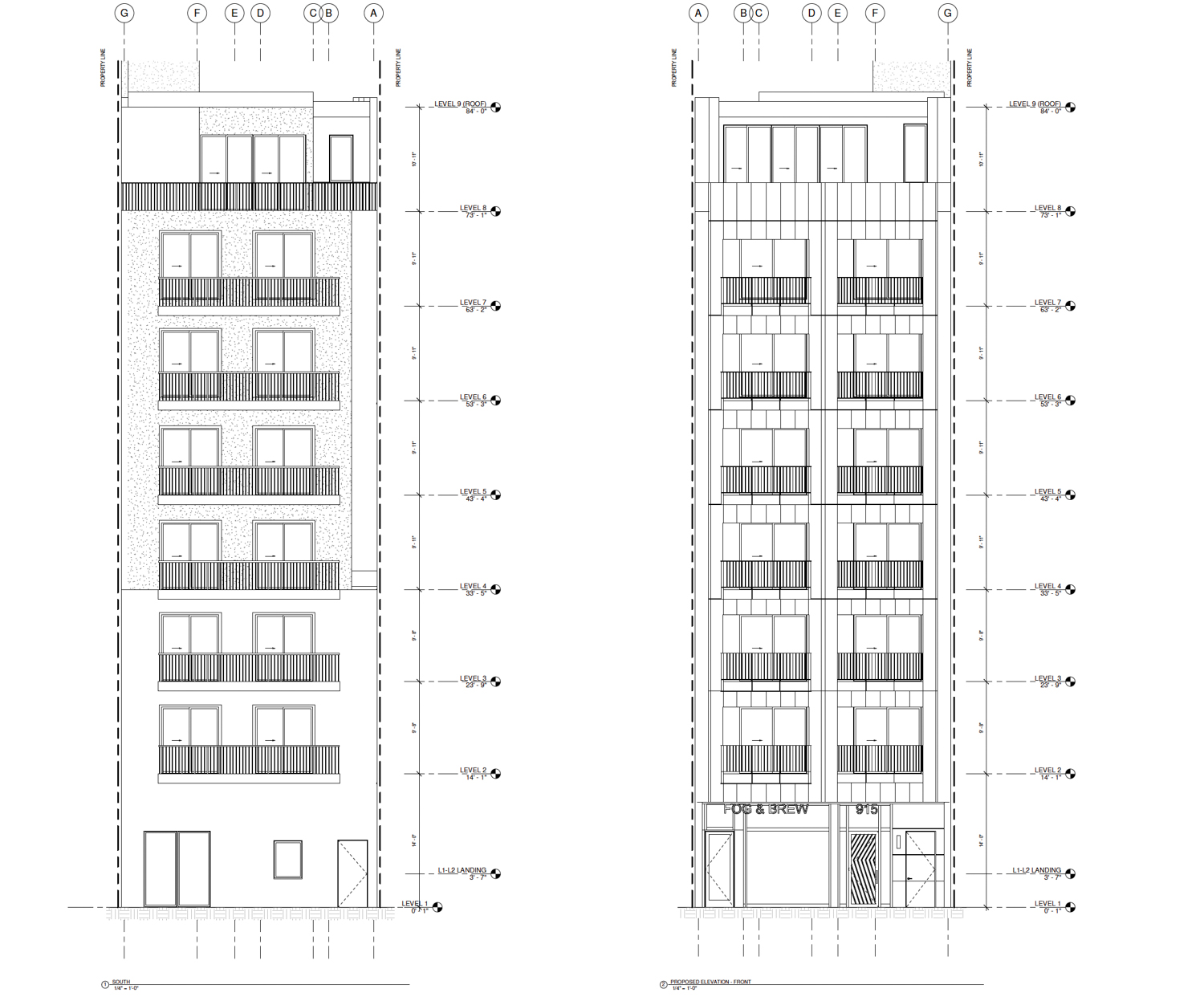 915 Bryant Street facade elevations, illustration by Ogle Design