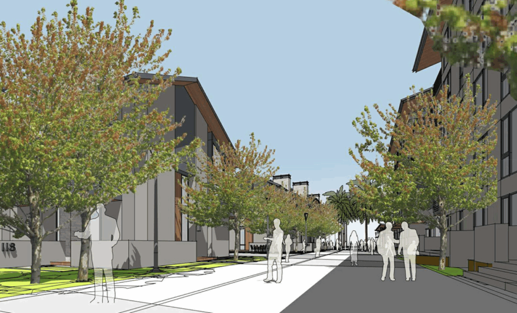 Agrihood Community Sample Townhome Rendering From Overall Project, image via The Core Companies