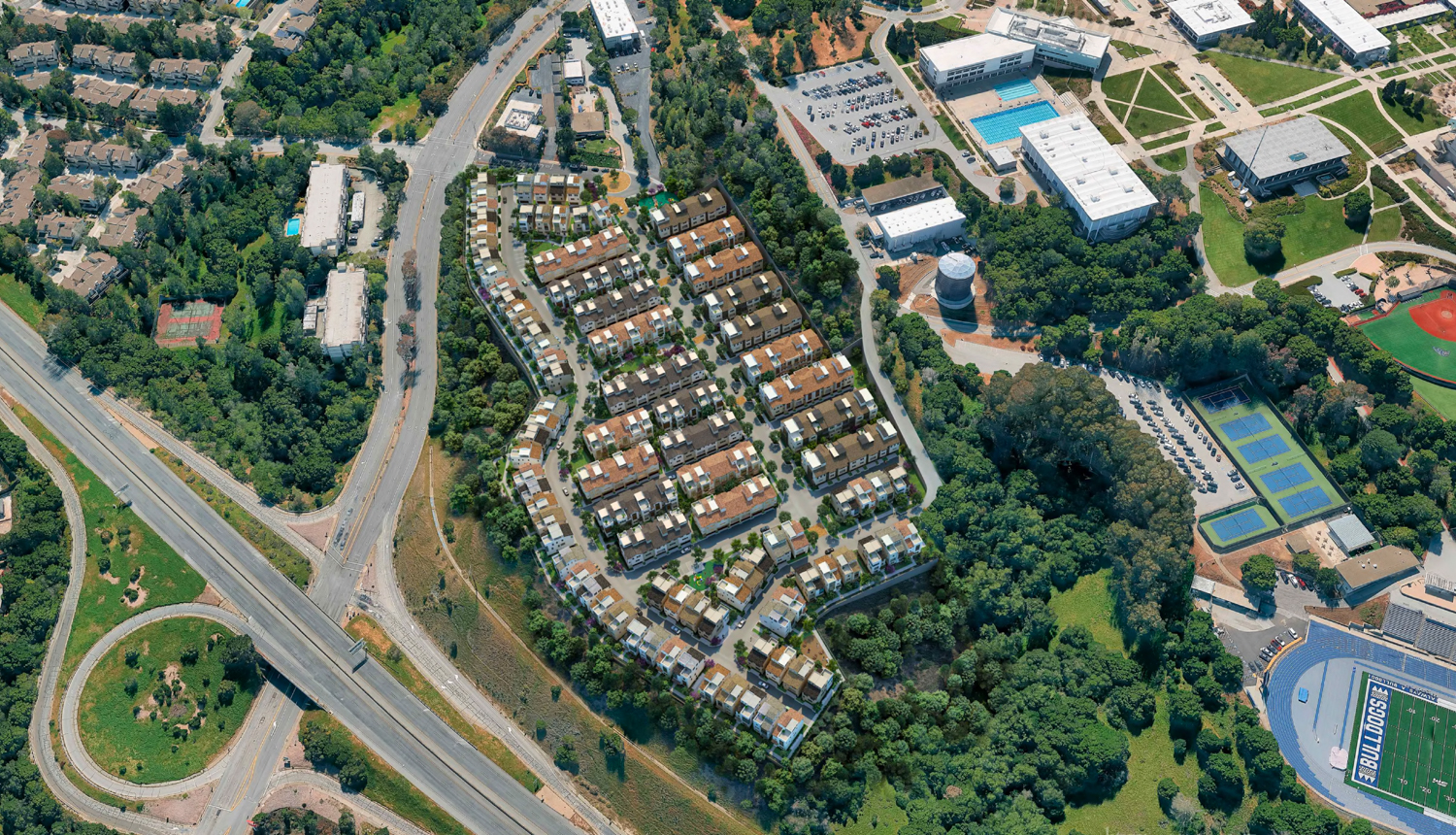 Clearview Housing aerial overview, rendering by KTGY