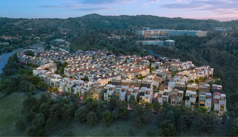 Clearview Housing aerial perspective, rendering by KTGY