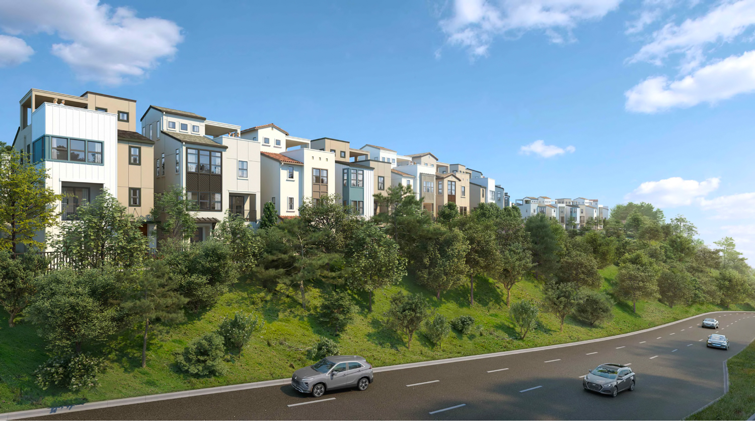 Clearview Housing view from Highway 92, rendering by KTGY