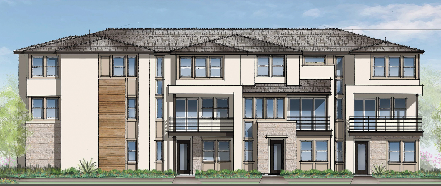 Harbor Bay Landing carriage towns-style townhomes, rendering by Woodley Architectural Group Inc