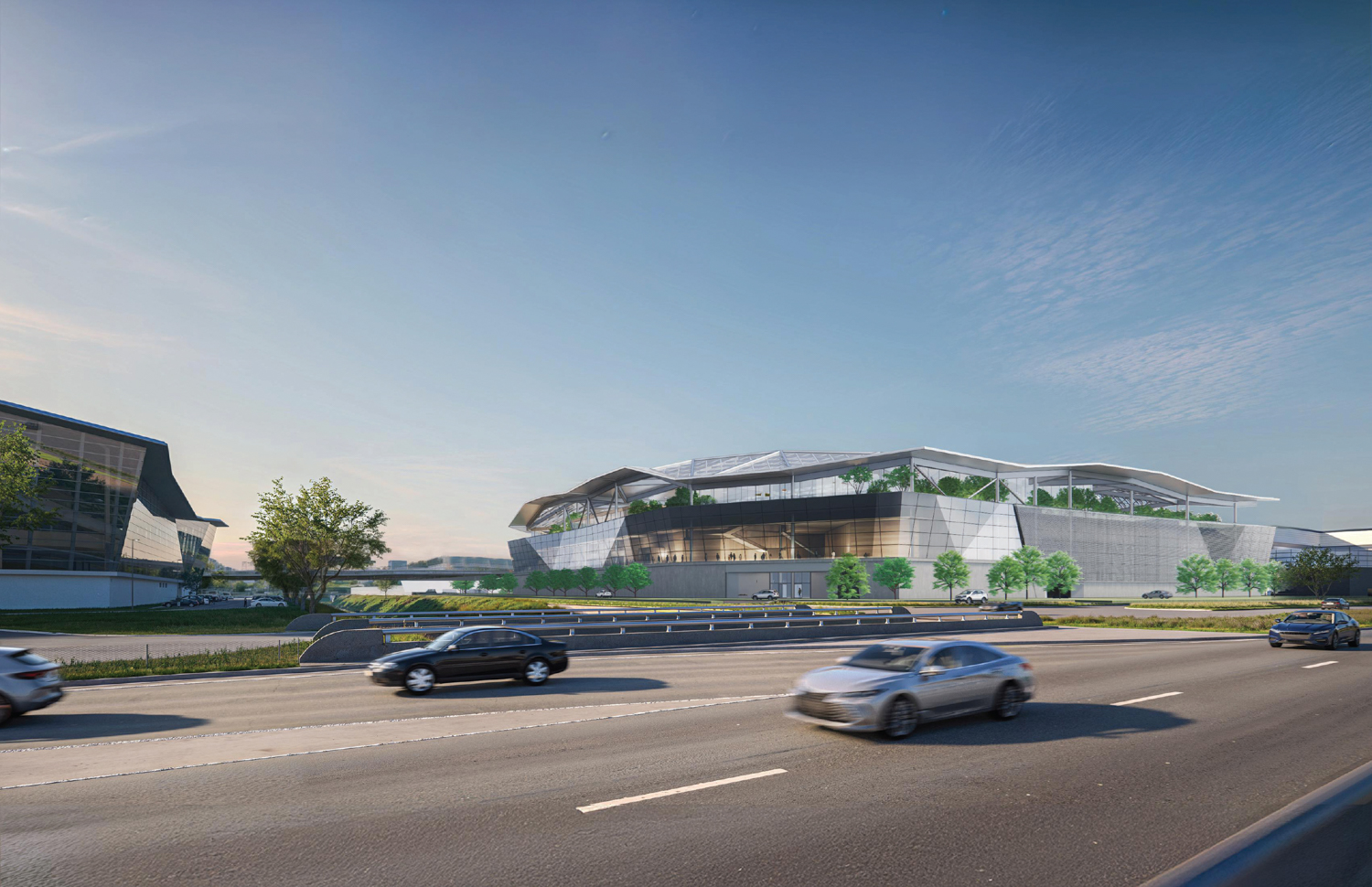 NVIDIA Starbase expressway view, rendering by Gensler