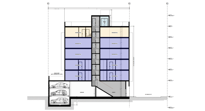 173 Shipley Street Building Section, image by RG Architects