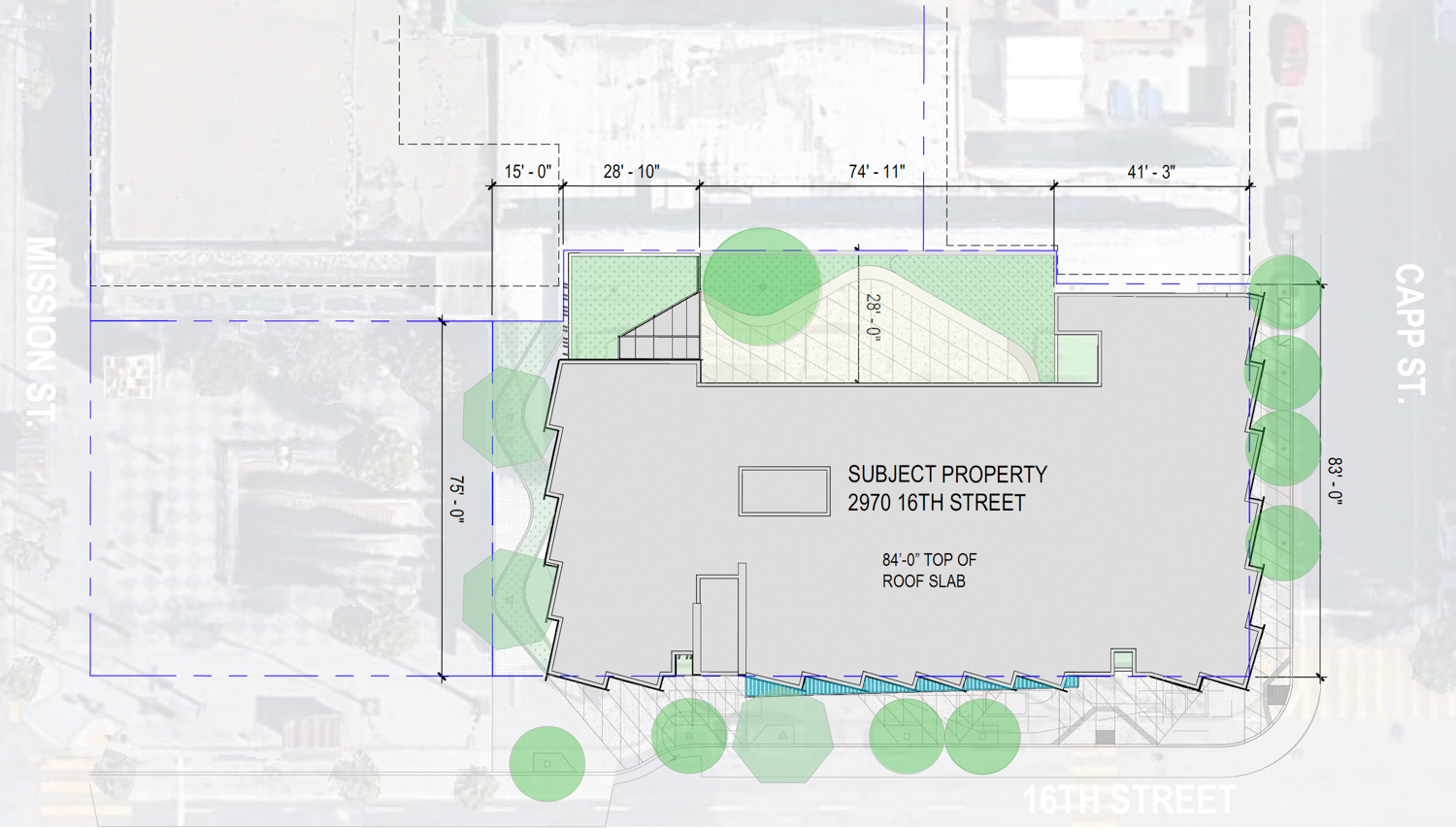 1979 Mission Street site map, illustration by Herman Coliver Locus Architecture