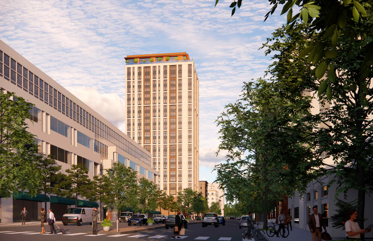 2029 University Avenue multi-family iteration seen from down University Avenue, illustration by SDT Architects