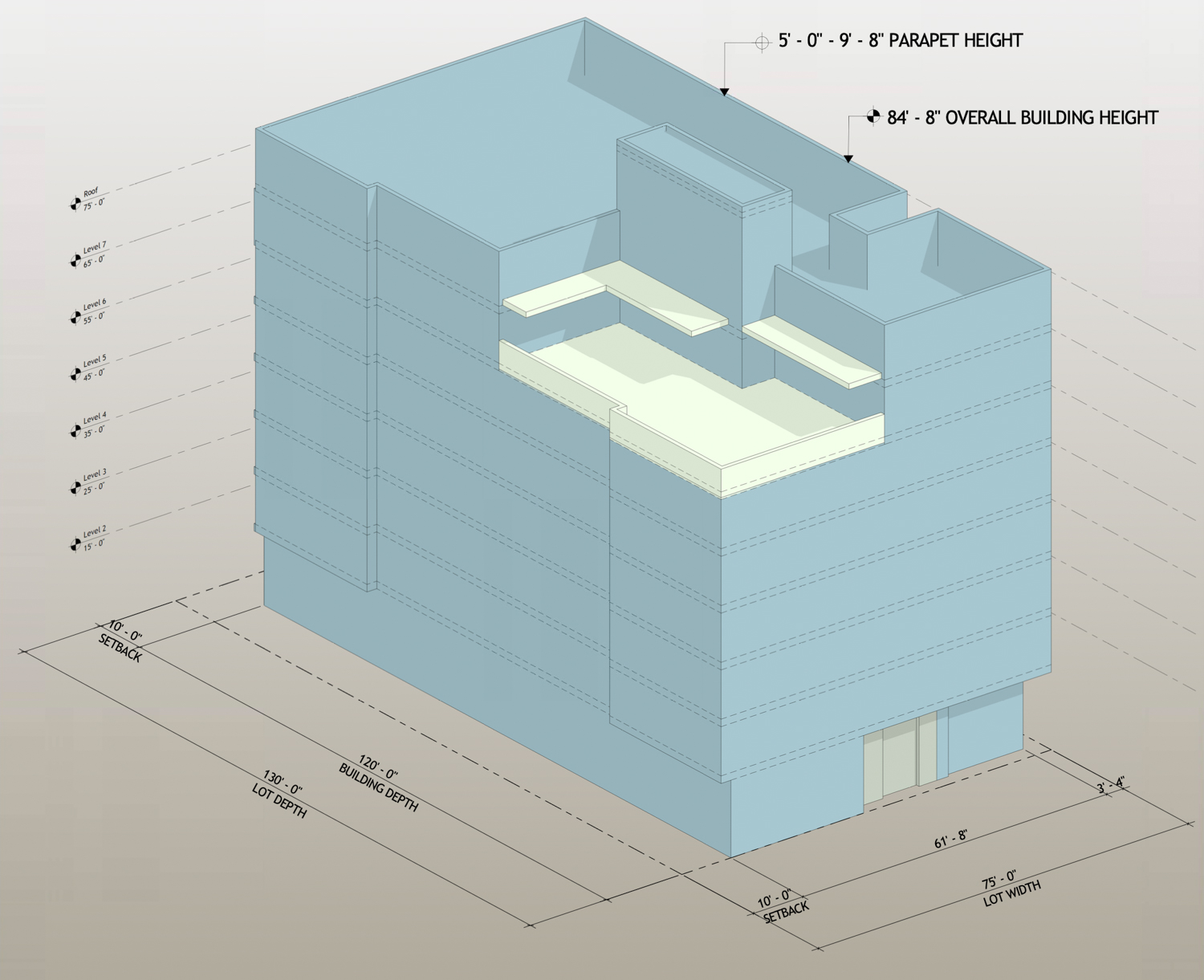 2372 Ellsworth Street site massing, rendering by StudioKDA