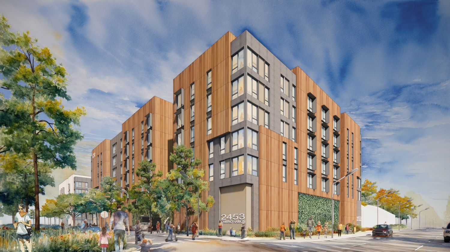 2453 Camino Ramon family housing complex, rendering by Steinberg Hart