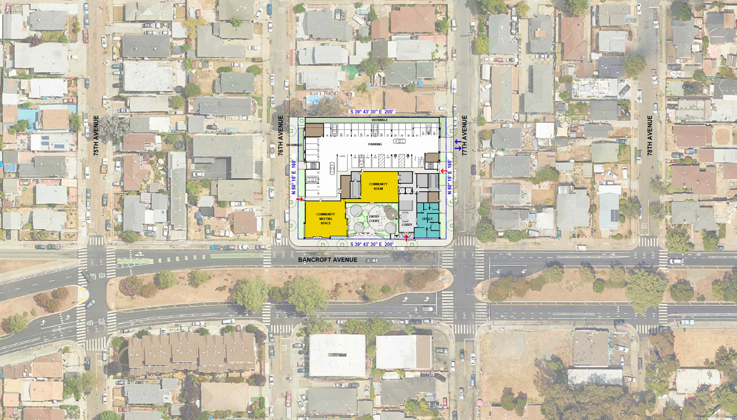 2500 76th Avenue site plan, illustration by BAR Architects & Interiors