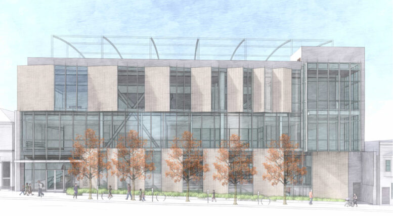 2835 Geary Boulevard facade view, illustration by TEF