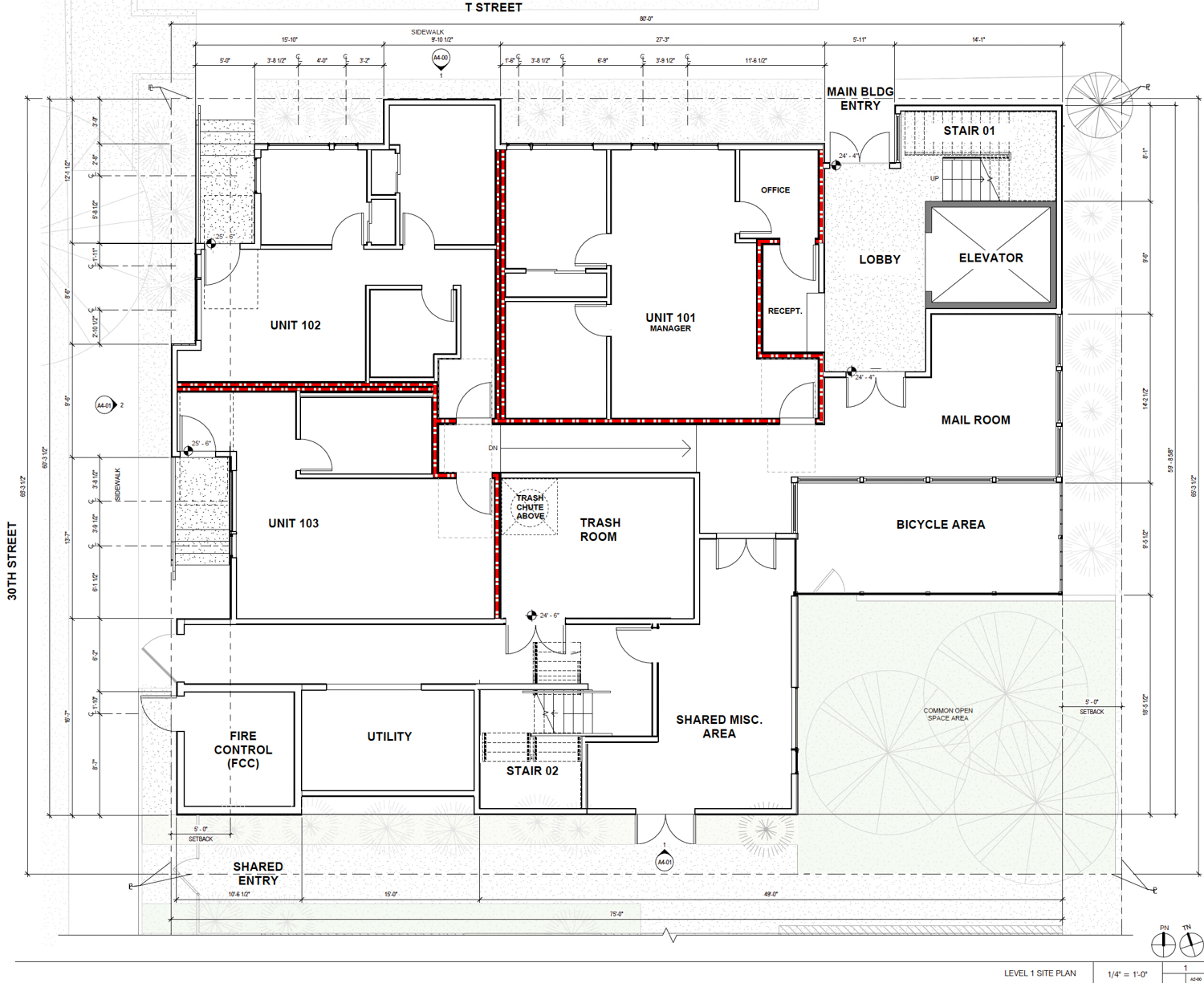 3000 T Street ground-level floor plan, illustration by CRKW Studio