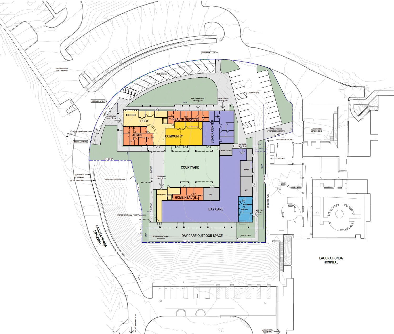 375 Laguna Honda Boulevard site map, illustration by Herman Coliver Locus Architecture
