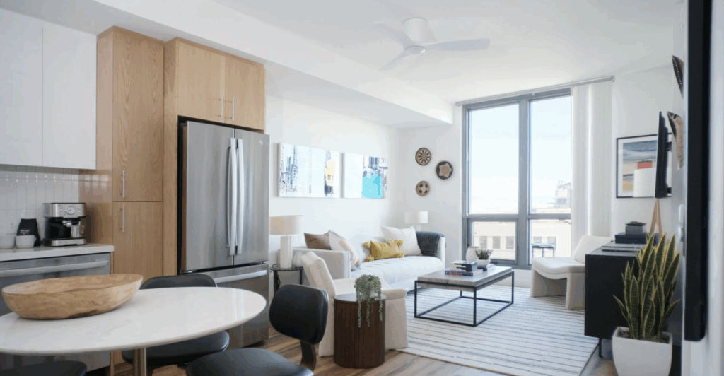400 China Basin Street Sample Unit Living Area, image via China Basin
